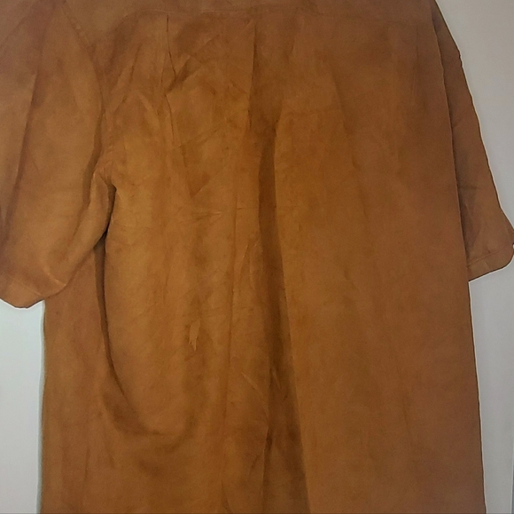 Tobacco Color Faux Suede Snap Closure Long Over shirt - Picture 5 of 5